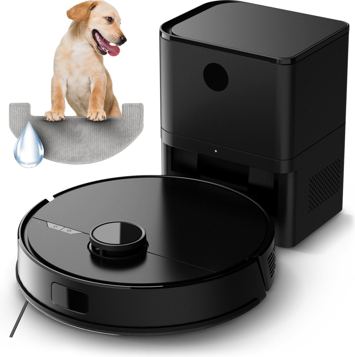 ZACO V5sPro robotstofzuiger met dweilfunctie, automatische stofzuiger robot, 2-in-1 nat wissen tot 180 m² of stofzuigen zonder Wi-Fi