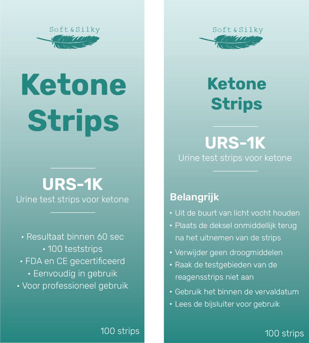 Ketonentest - 100 strips - Keto - Dieet - URS-1K - FDA Keurmerk - Ketose - Urine - Test - Strips