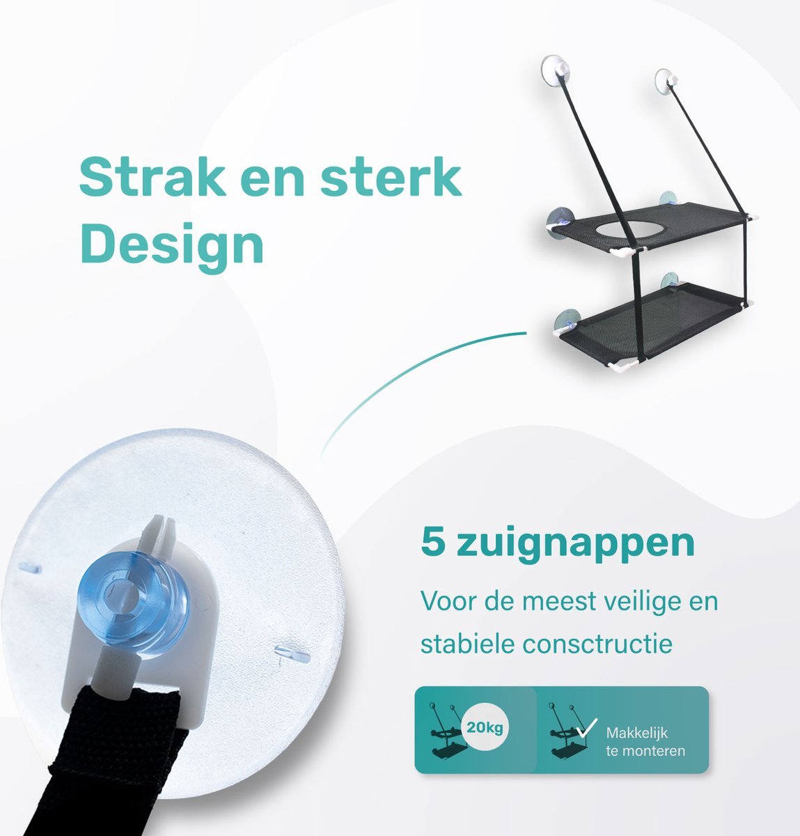 Raamhangmat - Dubbellaags - Met zuignappen