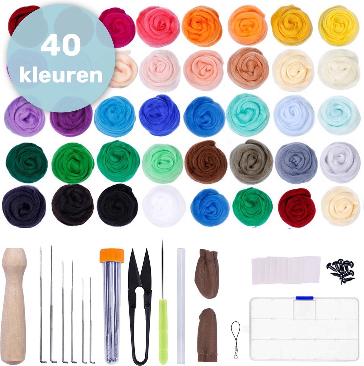 Naaldvilten - Starterset - 40 kleuren wol