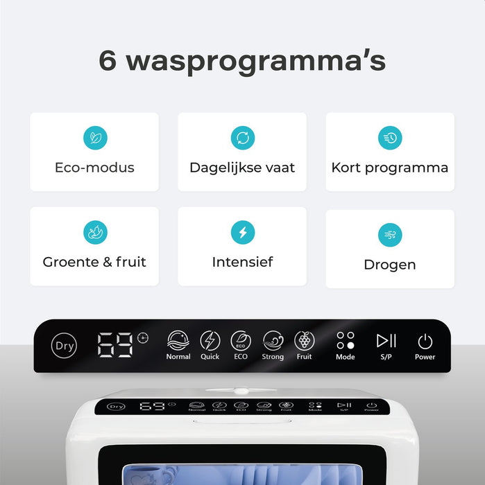 EcoWasher Vrijstaande Mini Vaatwasser met waterreservoir - Met APP