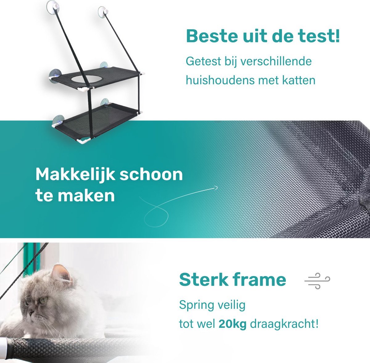 Raamhangmat - Dubbellaags - Met zuignappen
