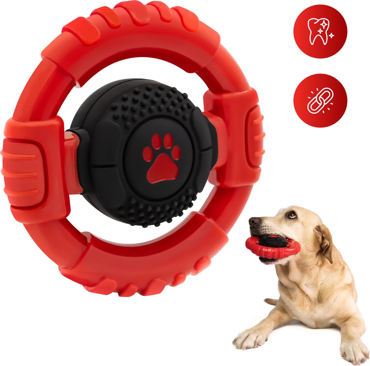 Kauwbot Stuurwiel - Met Piep - Onverwoestbaar - Melk Geur Smaak - Honden Speelgoed - Tandverzorging - Kauwspeelgoed - Bot - Hond