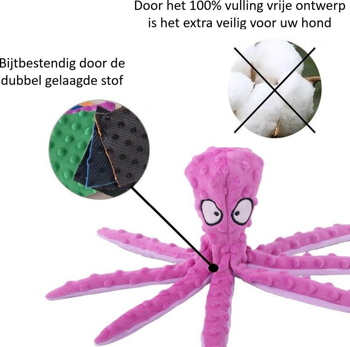 Honden Speelgoed Piep Kraak Pluche Hondenknuffel Octopus - Blauw - Dutchwide