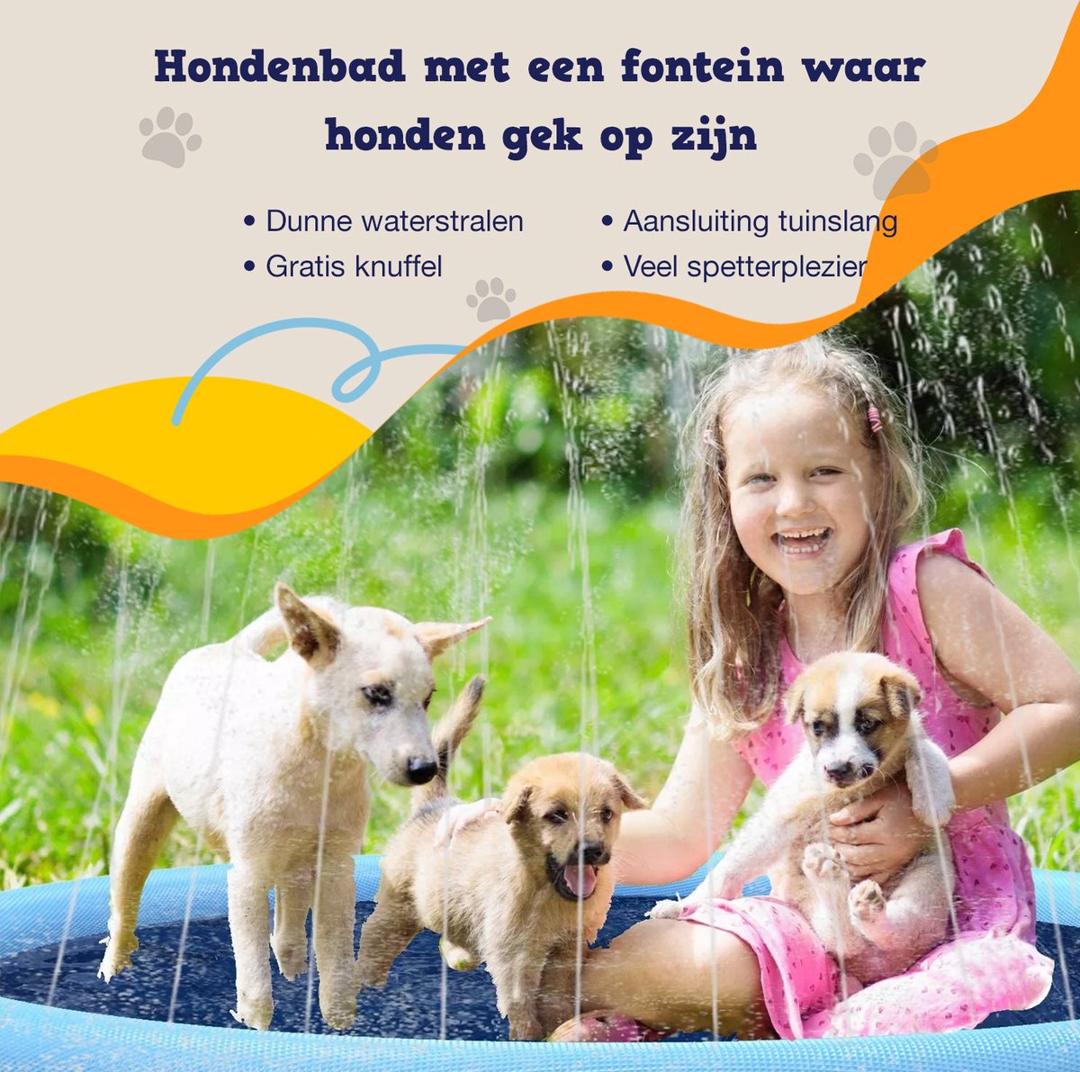 Dutchwide XL Hondenzwembad - Met Sproeiers - Anti slip - Incl. Cadeau - Hondendouche - Honden - Bad - Water - Speelgoed - Fontein - Buiten - Hond