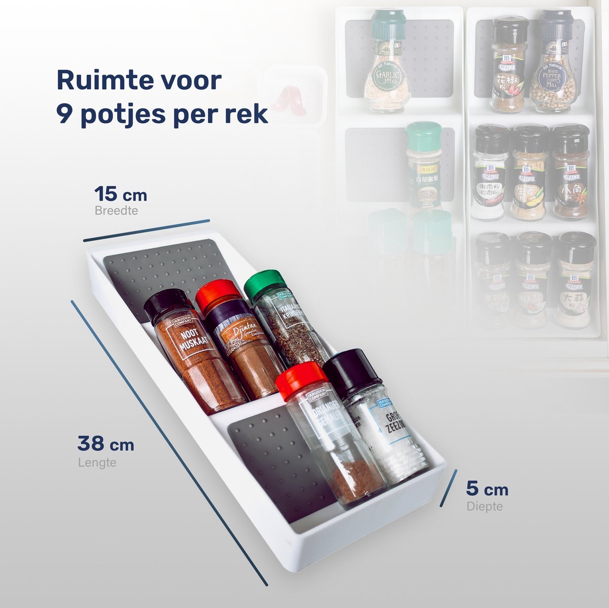 Kruidenrek - Voor 9 potjes - Lade