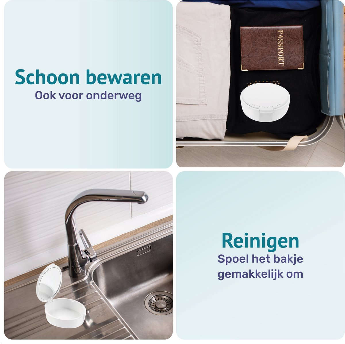 Alyze Gebitsbakje - Beugelbakje - Wit Met Spiegel