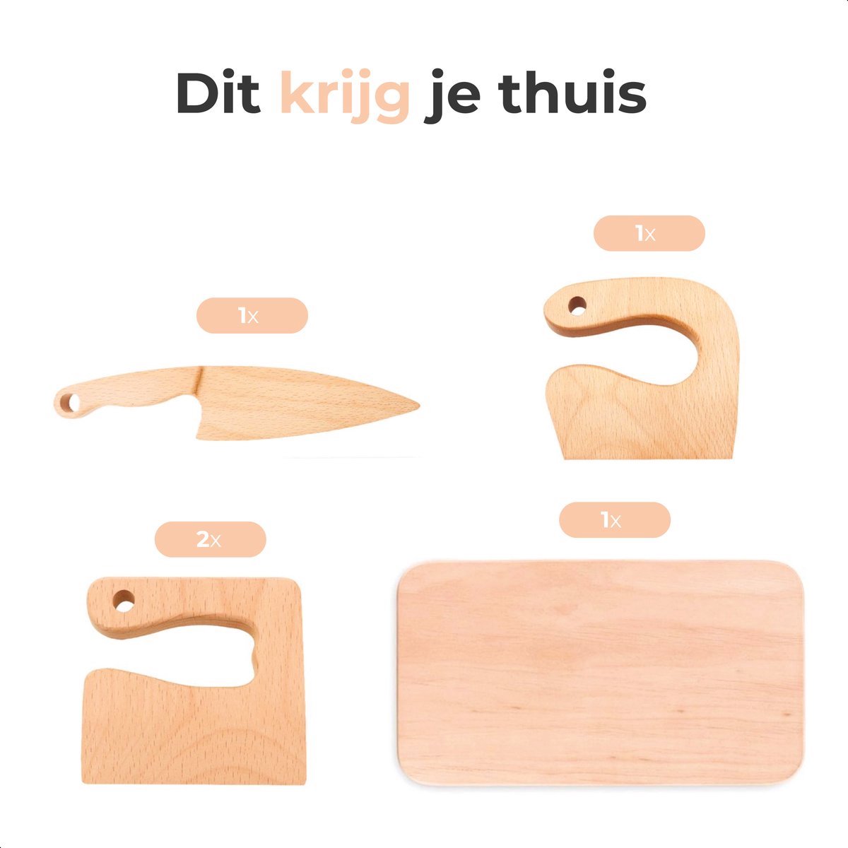 Houten Kindermessenset - 5-delig