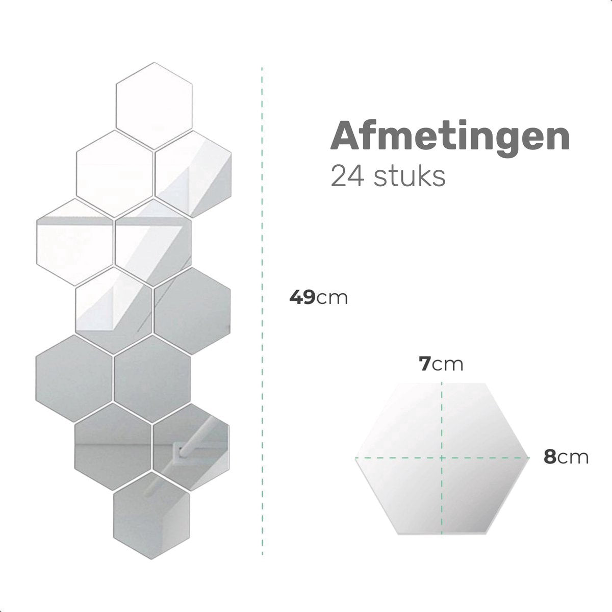 Plakspiegel - 24 stuks - Hexagon - Zelfklevende