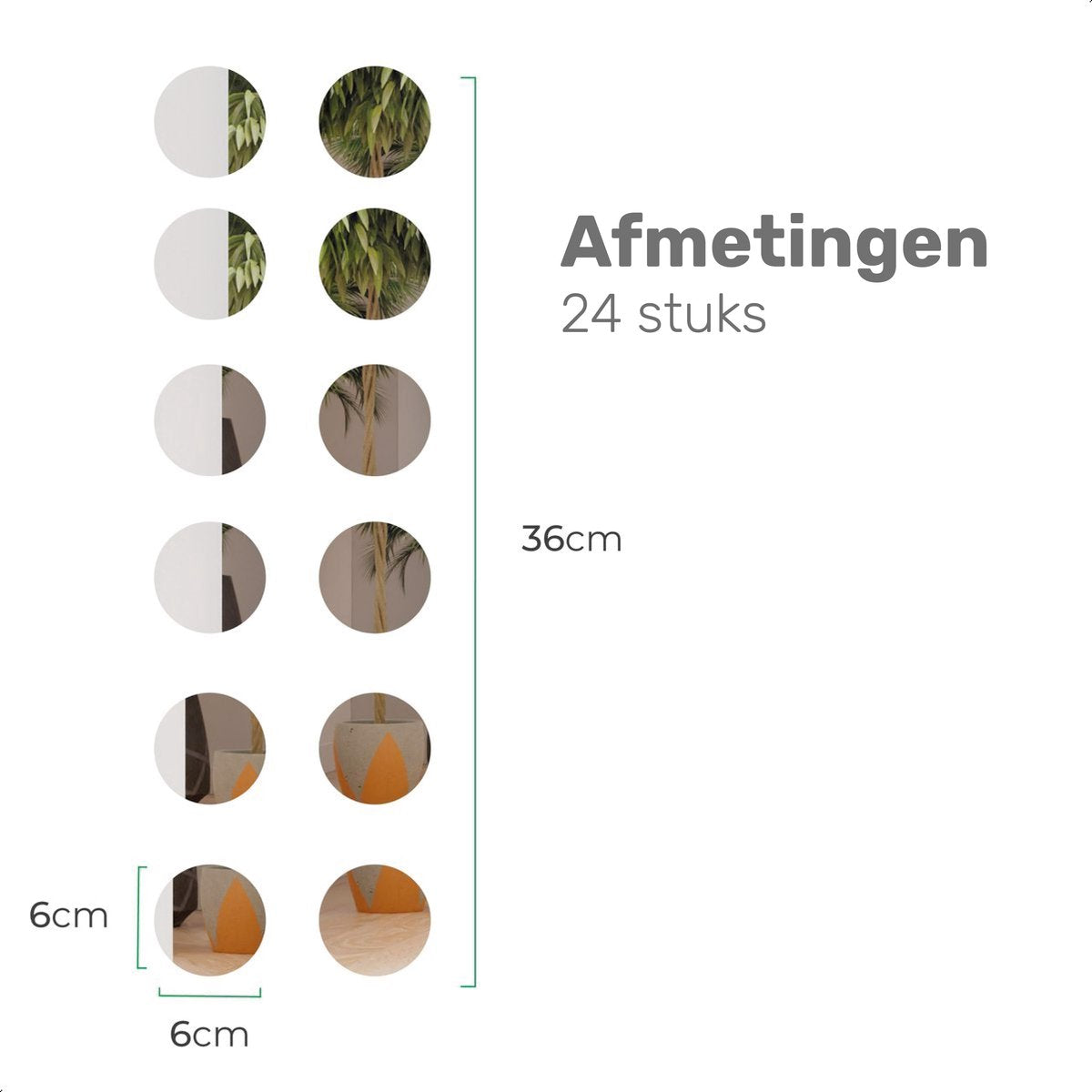Plakspiegel - 24 stuks - Rond - Zelfklevende