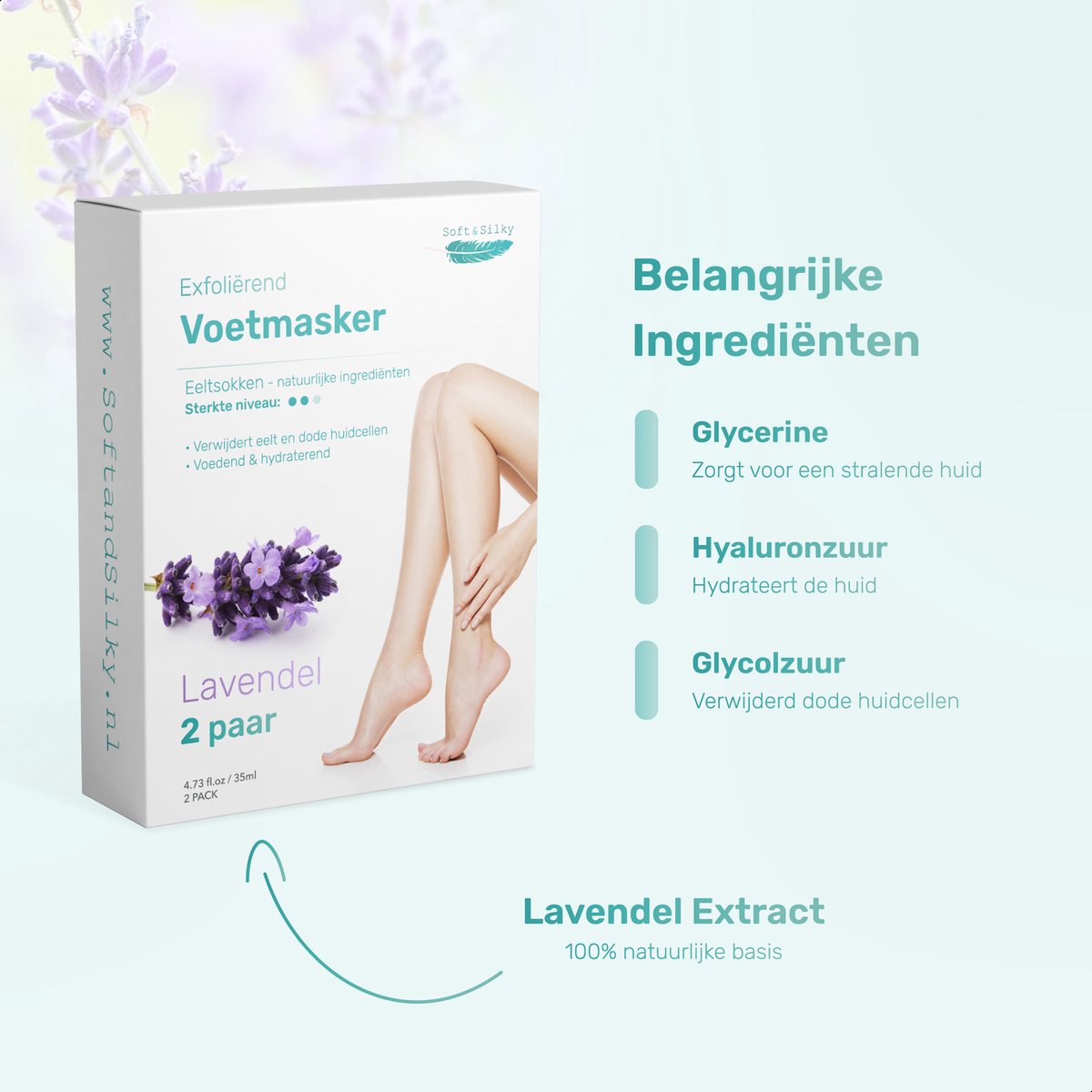 Soft & Silky Eeltsokken - 2 Pack - Voetmasker