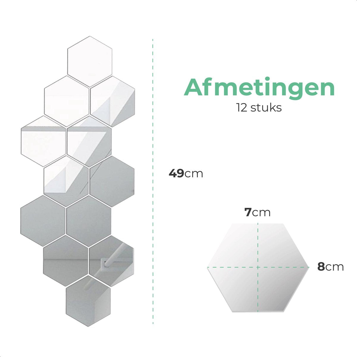 Plakspiegel - 12 stuks - Hexagon