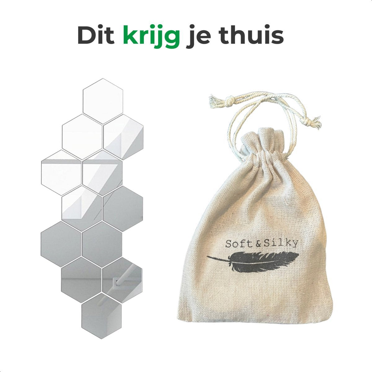 Plakspiegel - 12 stuks - Hexagon