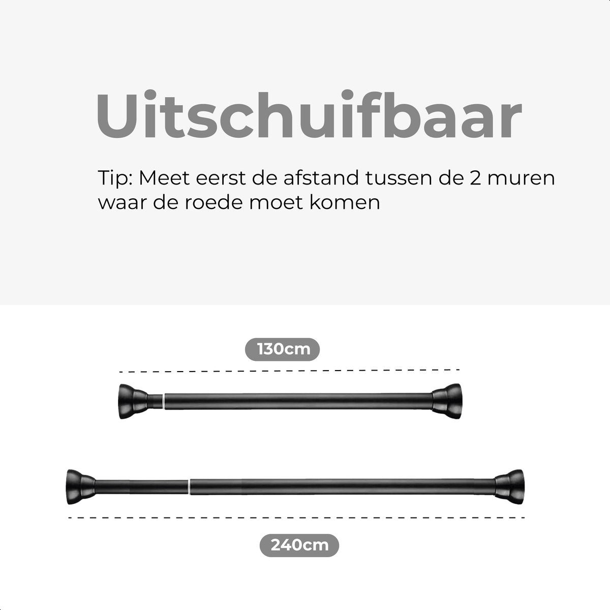 Gordijnroede - 2 pack - Zwart