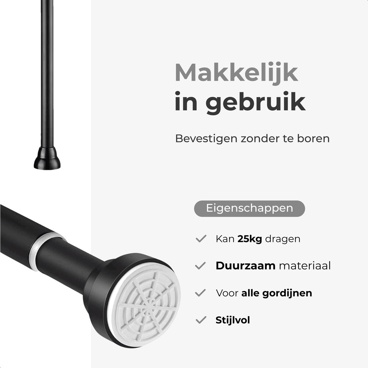 Gordijnroede - 2 pack - Zwart
