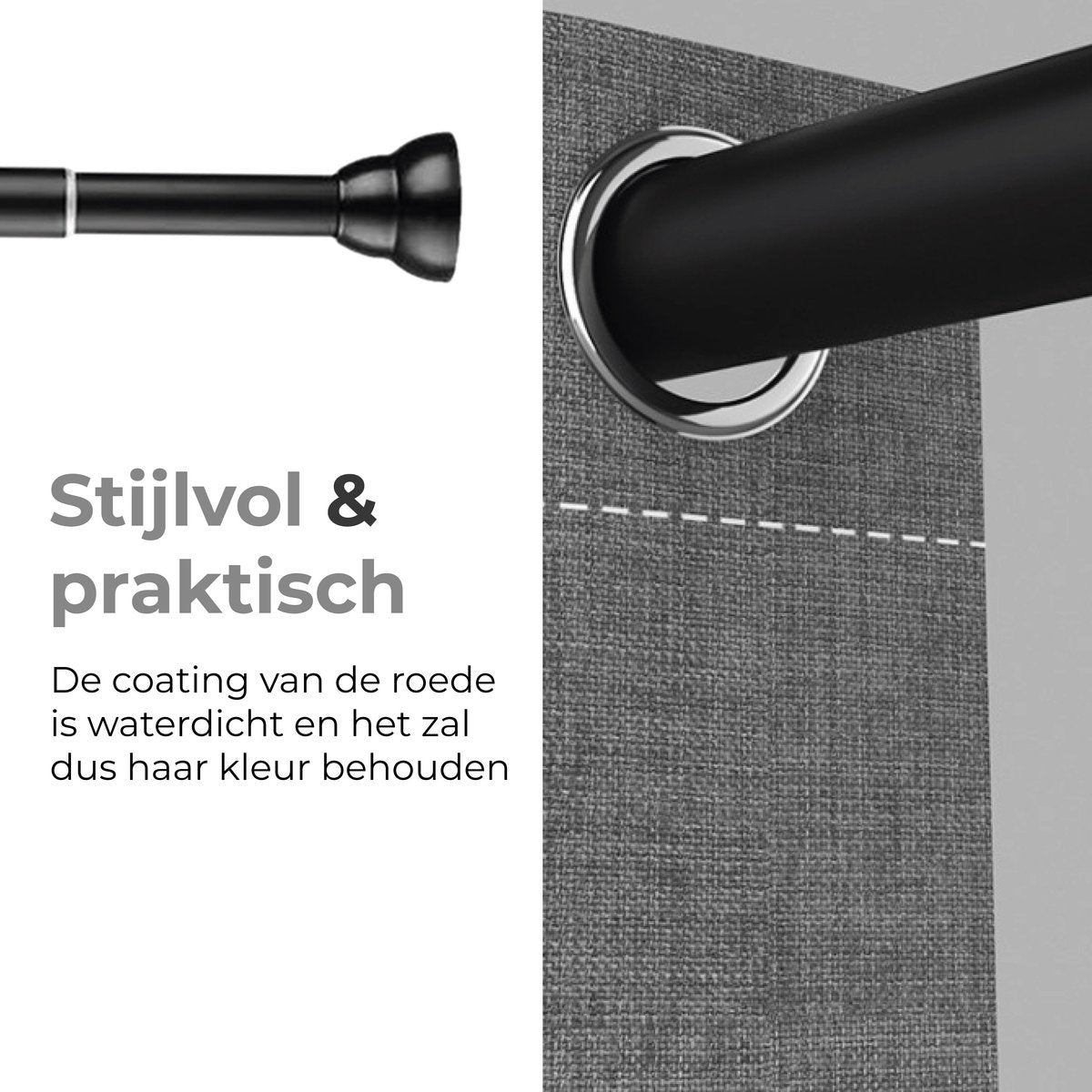 Gordijnroede - 2 pack - Zwart