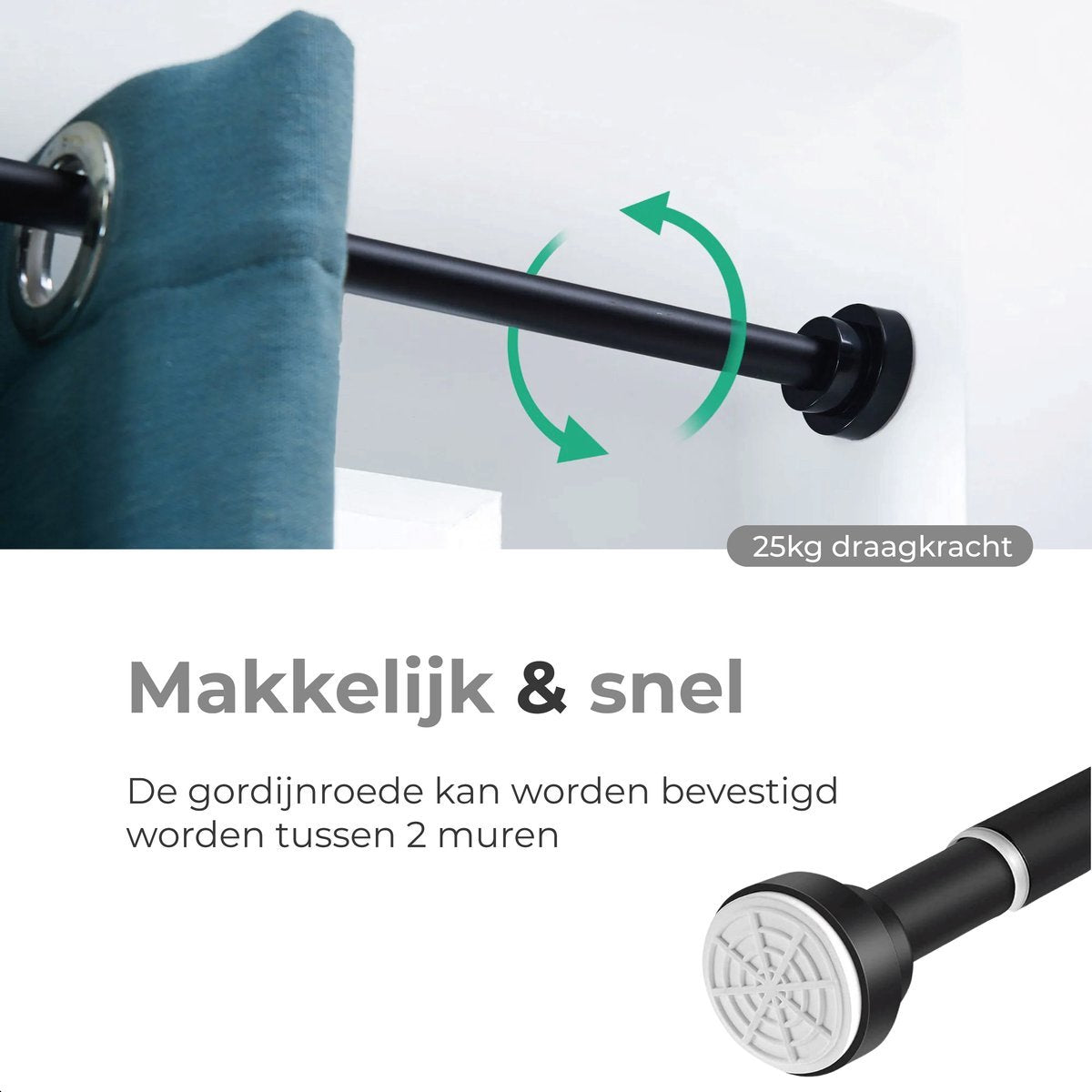 Gordijnroede - 2 pack - Zwart