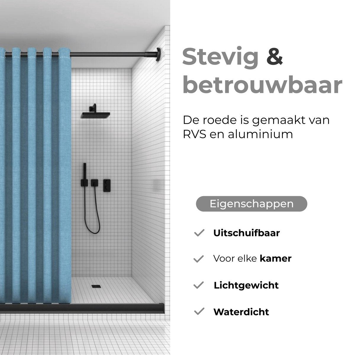 Gordijnroede - 2 pack - Zwart