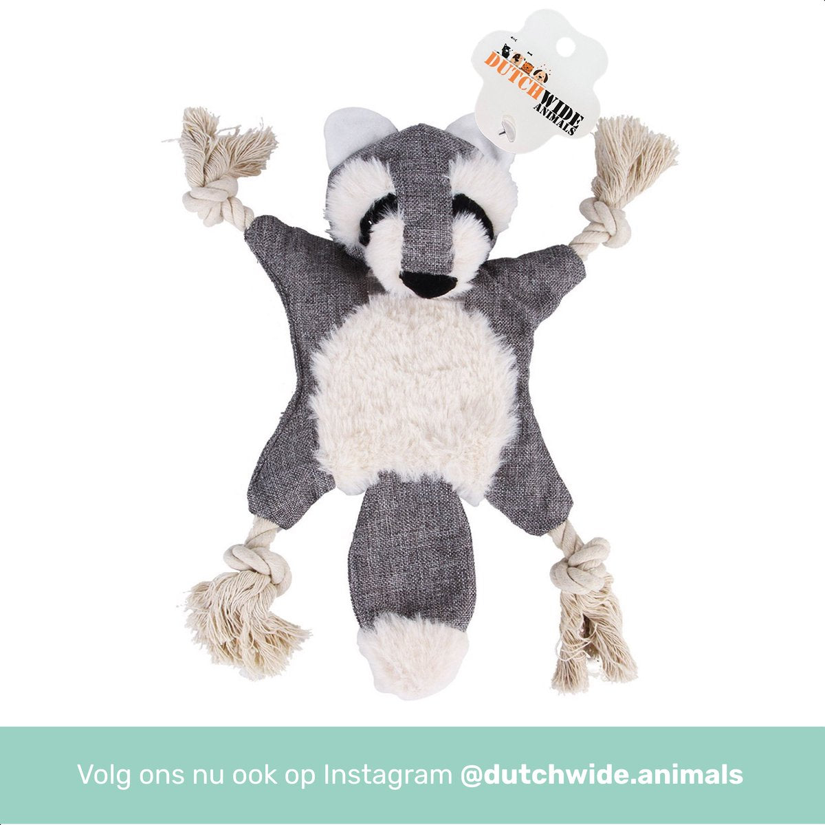 Dutchwide Hondenspeeltje - Wasbeer - Met Kraak en Piep - Honden - Speelgoed - Knuffel - Intelligentie - Tennisbal - Dog Toy - Hond - Speeltjes