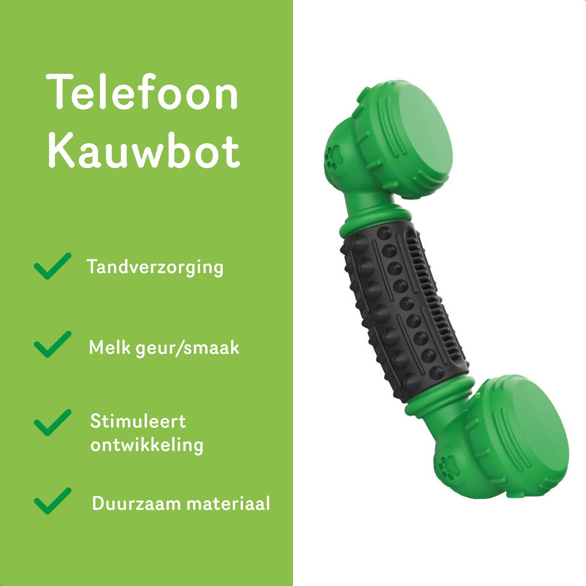 Dutchwide Kauwbot Telefoon - Honden - Tandenborstel - Gebitsverzorging - Hond - Honden Speelgoed - Bot - Tandsteen verwijderaar - Tandpasta - Mondwater hond