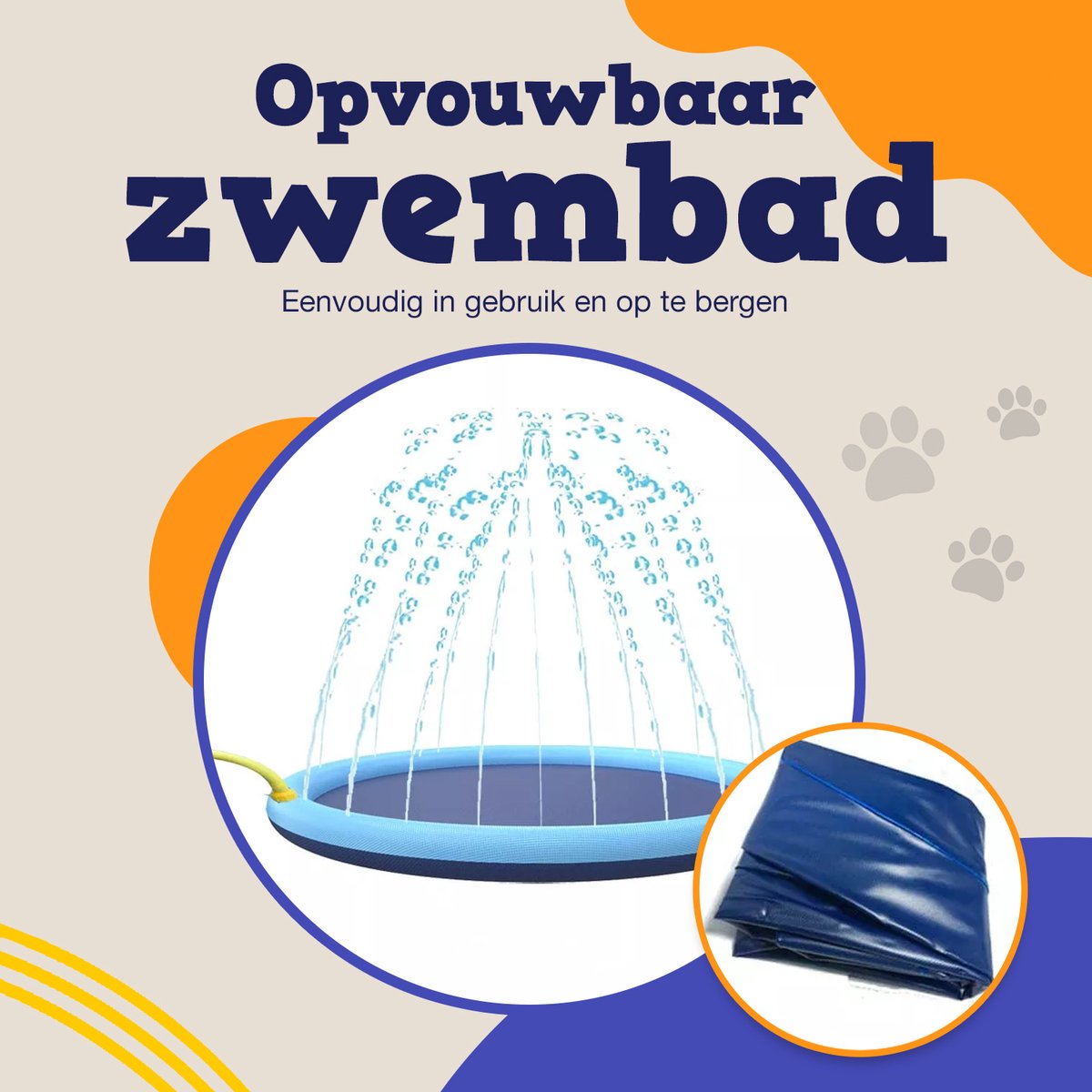 Dutchwide Ø 100cm Hondenzwembad - Met Sproeiers - Anti slip - Hondendouche - Honden - Bad - Water - Speelgoed - Fontein - Buiten - Hond - Zwembad - Hondenbad