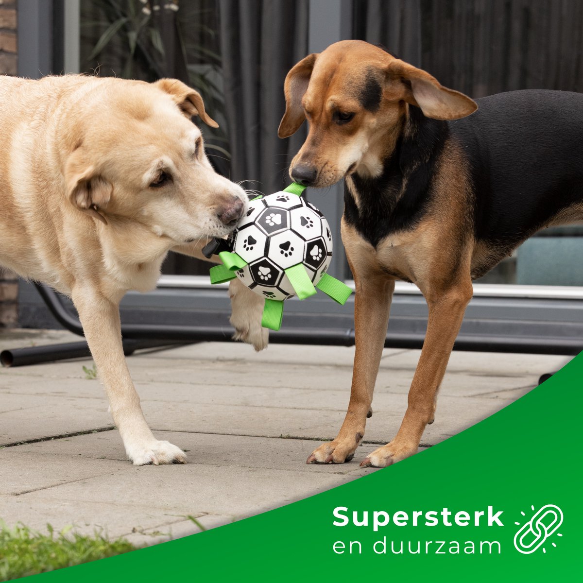 Honden Speelgoed Bal Voetbal Extra Sterk Met Handvaten Ball Hondenbal - 18 cm - Dutchwide