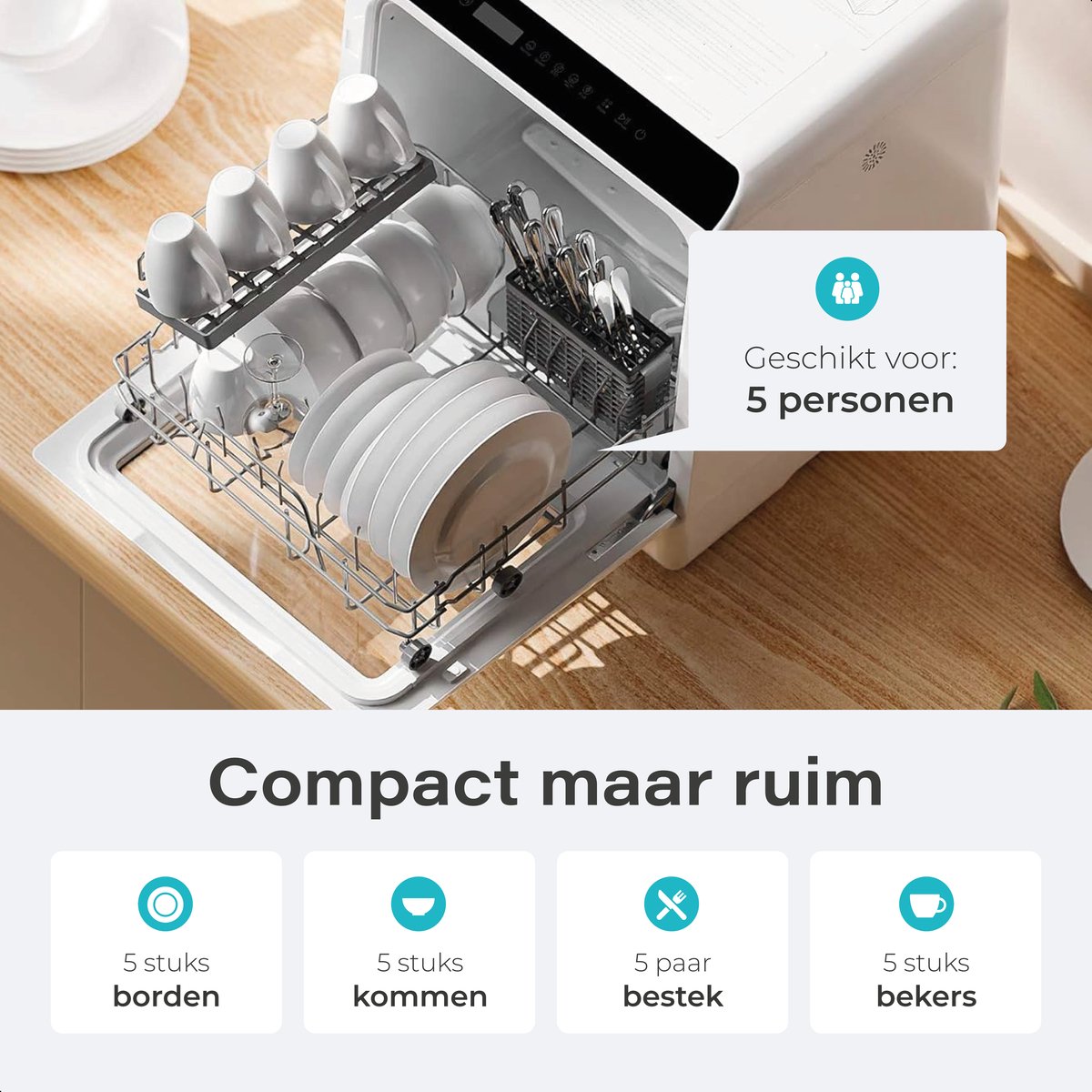 Skoov Vrijstaande Mini Vaatwasser met waterreservoir - Met APP