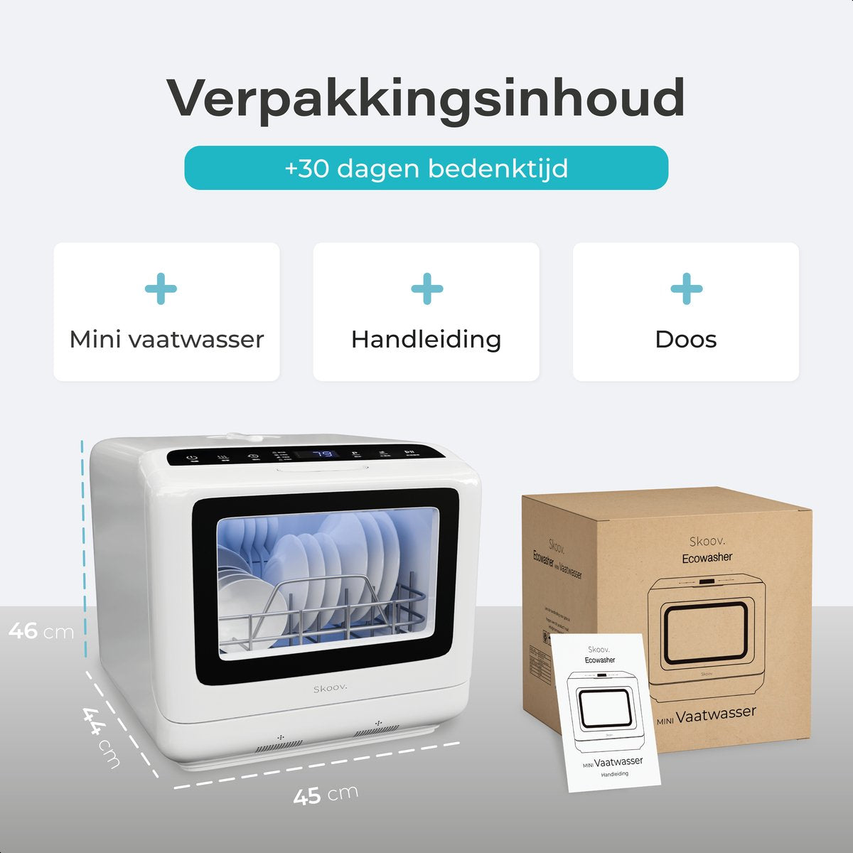 Skoov Vrijstaande Mini Vaatwasser met waterreservoir - Met APP