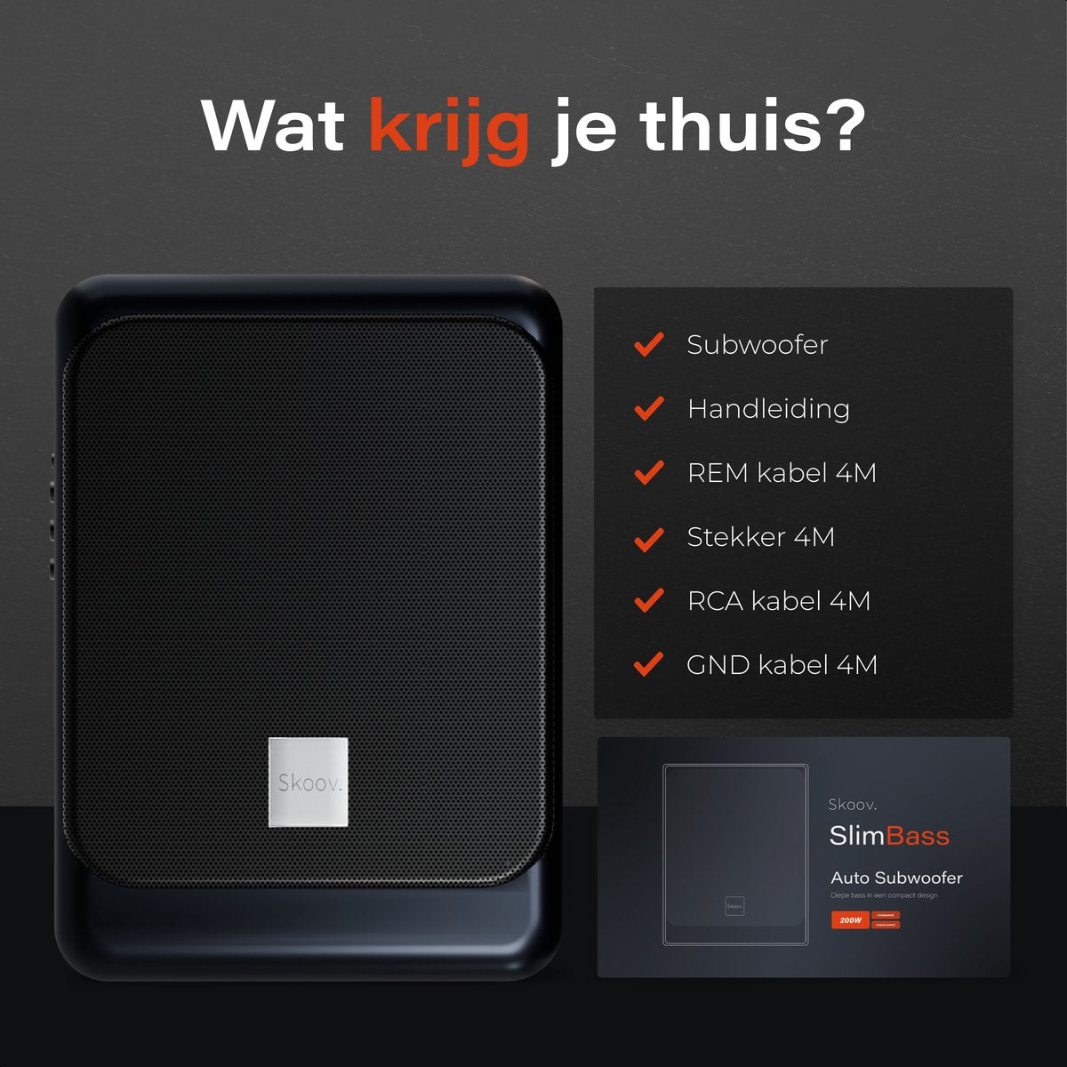 Skoov Auto Subwoofer Met Ingebouwde Versterker - 200W