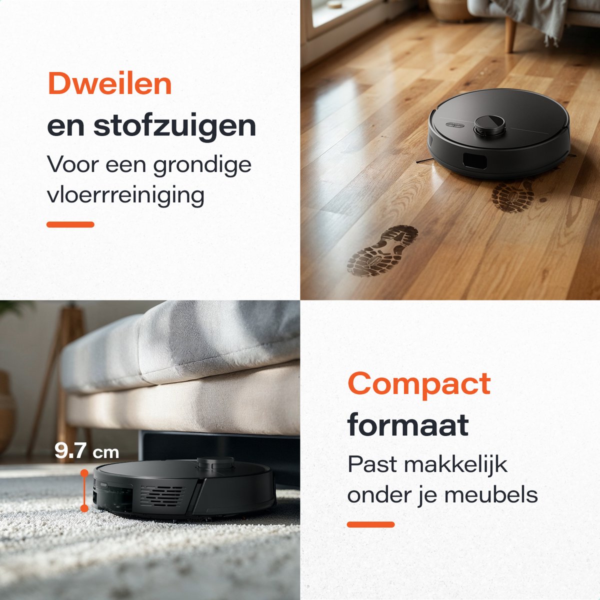 Skoov EcoPro Robotstofzuiger met Dweilfunctie - Met laad en leeg station