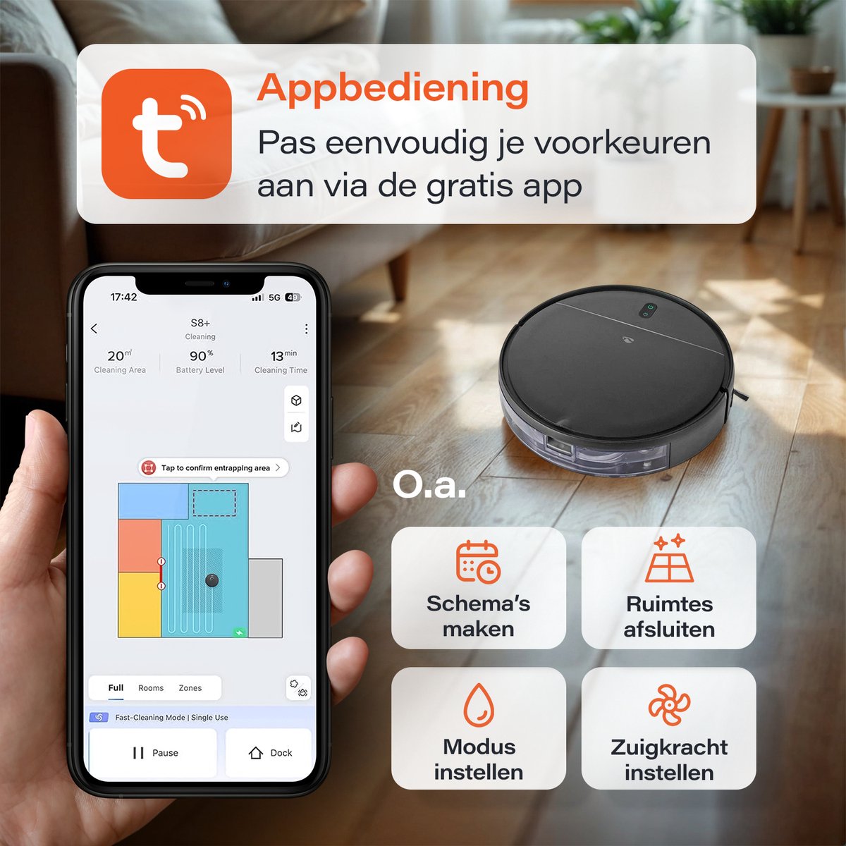 Skoov EcoPulse Robotstofzuiger met Dweilfunctie - Met laad station