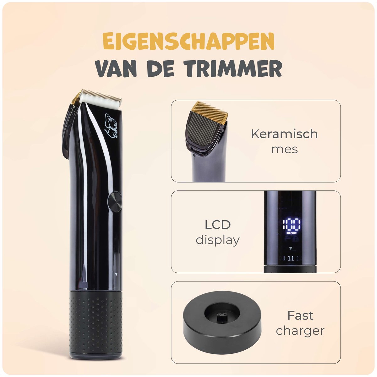 Dutchwide Hondentondeuse - Incl. 4 opzet stukken