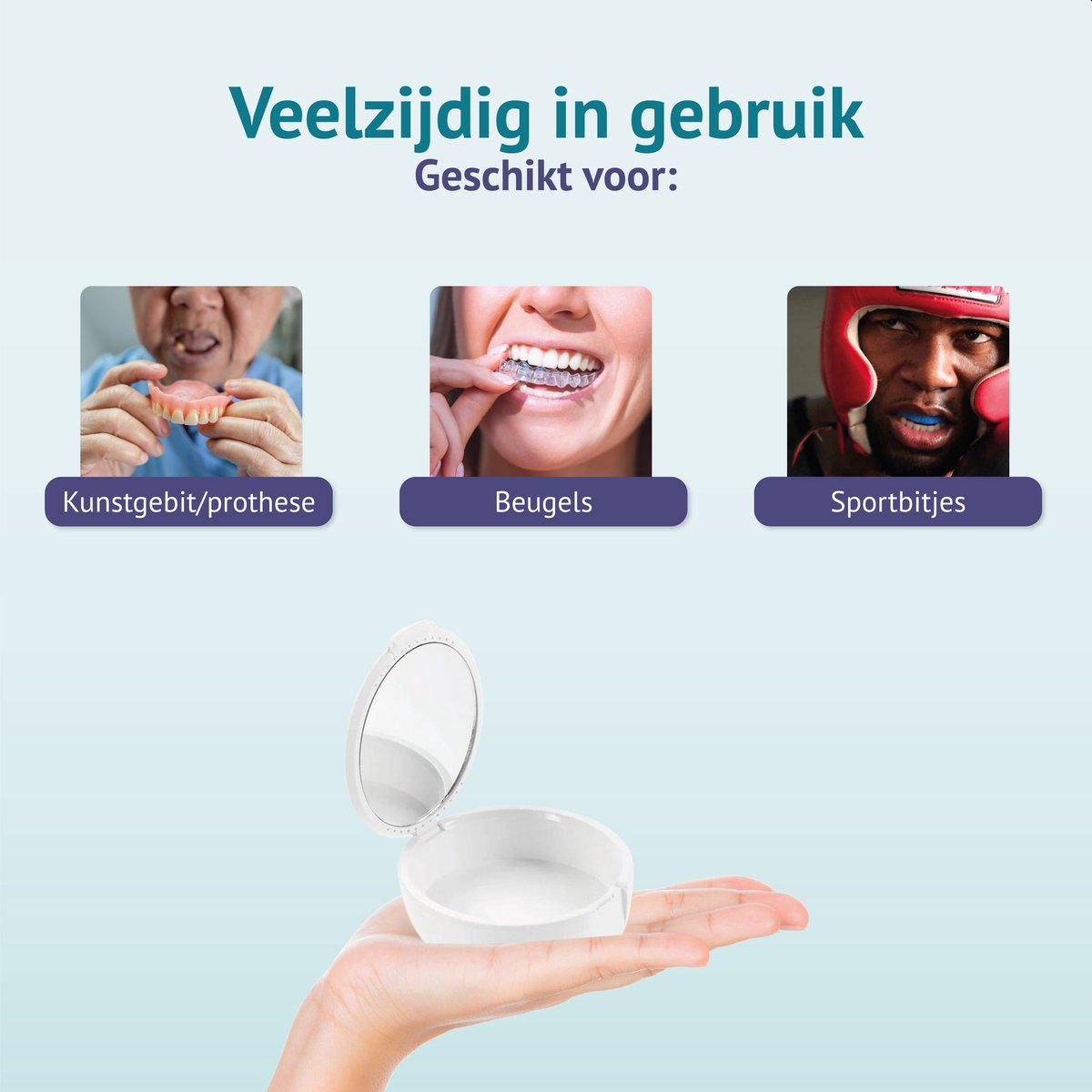 Alyze Gebitsbakje - Beugelbakje - Wit Met Spiegel