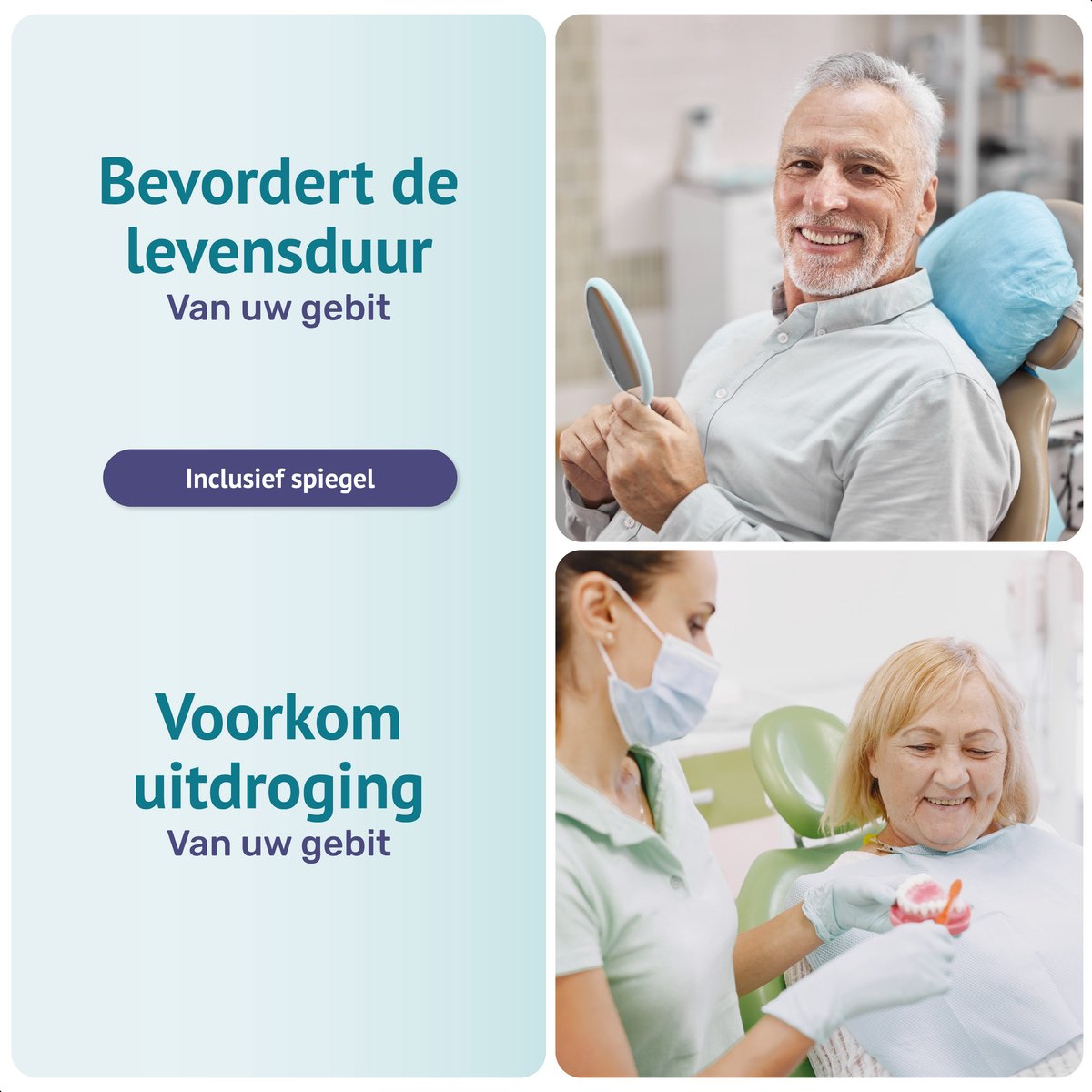 Alyze Gebitsbakje - Beugelbakje - Wit Met Spiegel