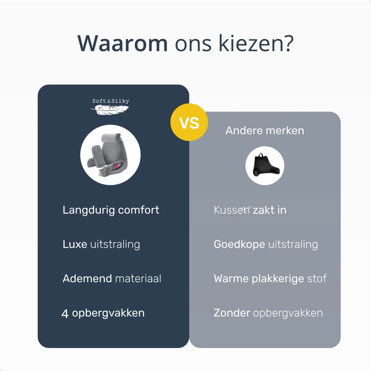 Luxe Leeskussen voor in bed - Met 3 opbergvakken