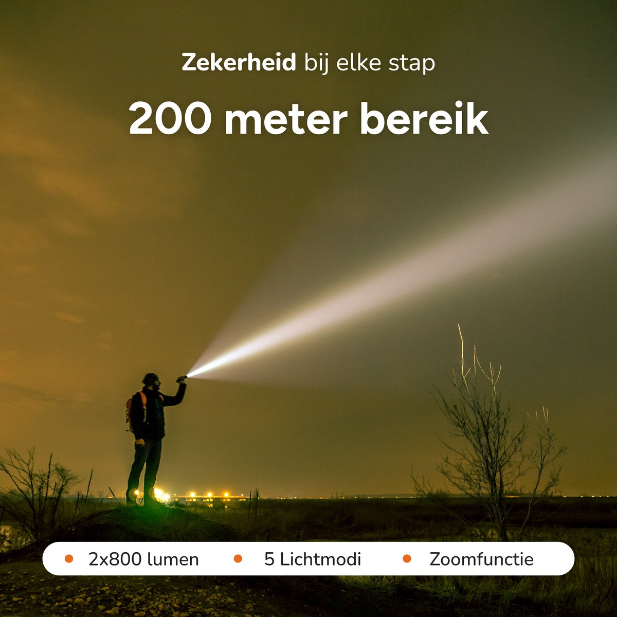 Zaklamp LED oplaadbaar - 2 stuks - incl batterijen