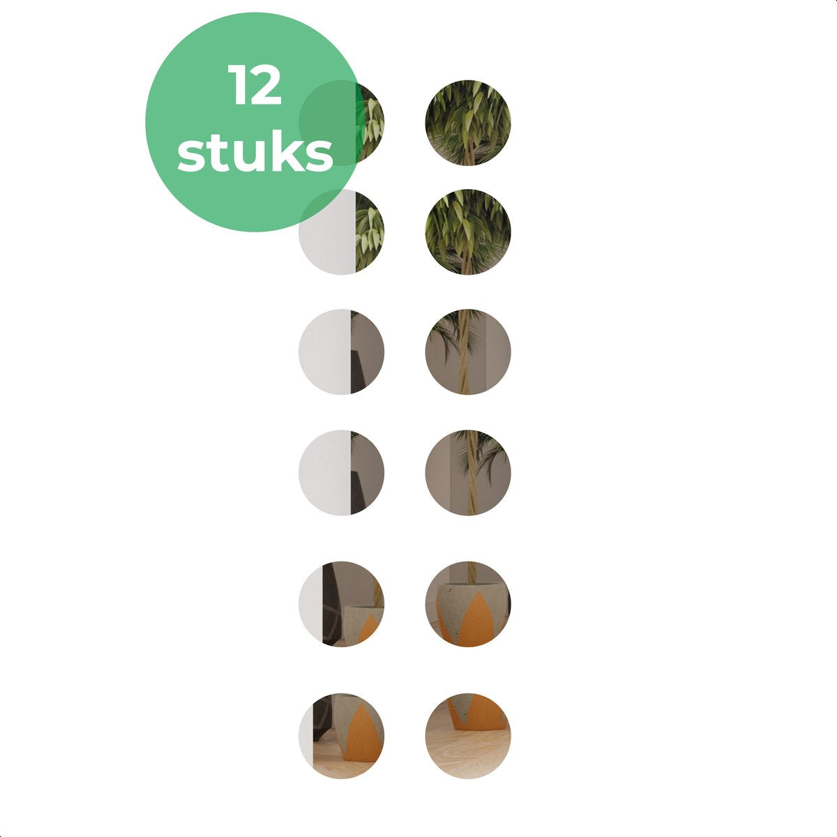 Plakspiegel - 12 stuks - Rond - Zelfklevende