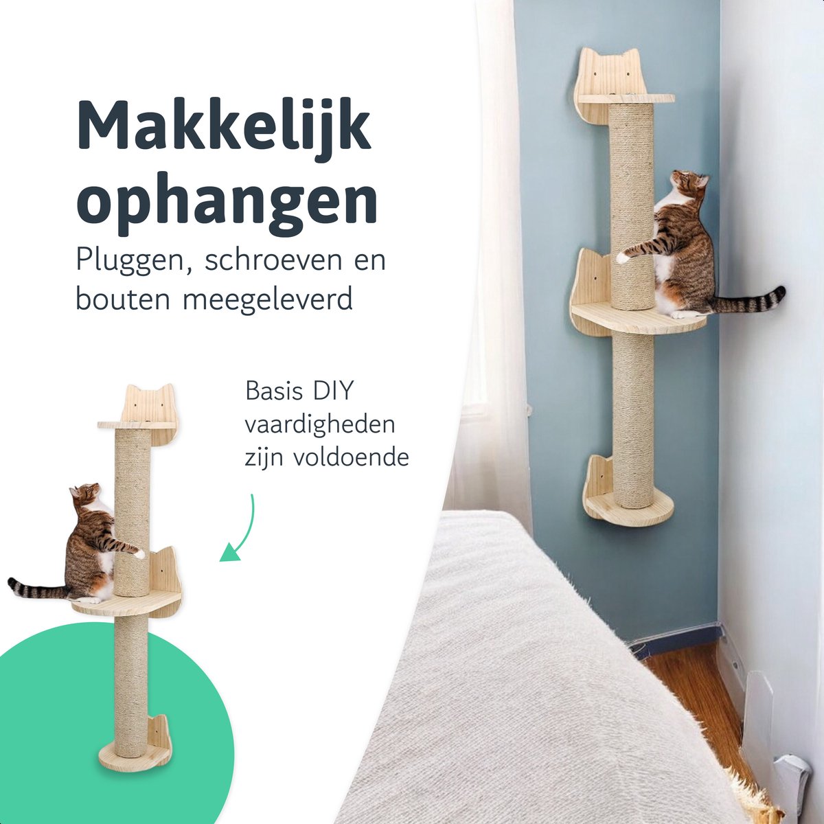 Katten klimmuur - Krabpaal - 2 Plateaus