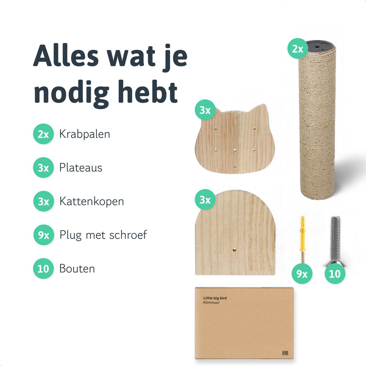 Katten klimmuur - Krabpaal - 2 Plateaus