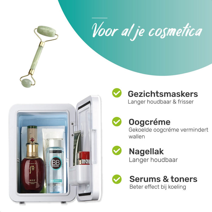 Skincare fridge - 5L - 2°C tot 40°C - Incl. Jade roller - Led spiegel - Organizer - Koelkast - Beauty - Skincare - Skincare apparaat