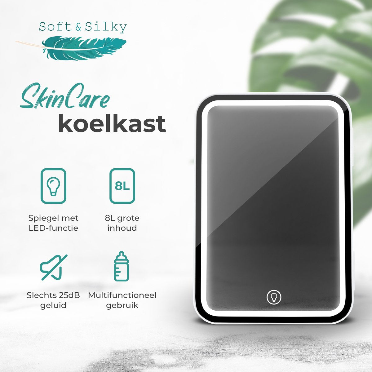 Soft & Silky Skincare fridge met Led spiegel - mini Koelkast