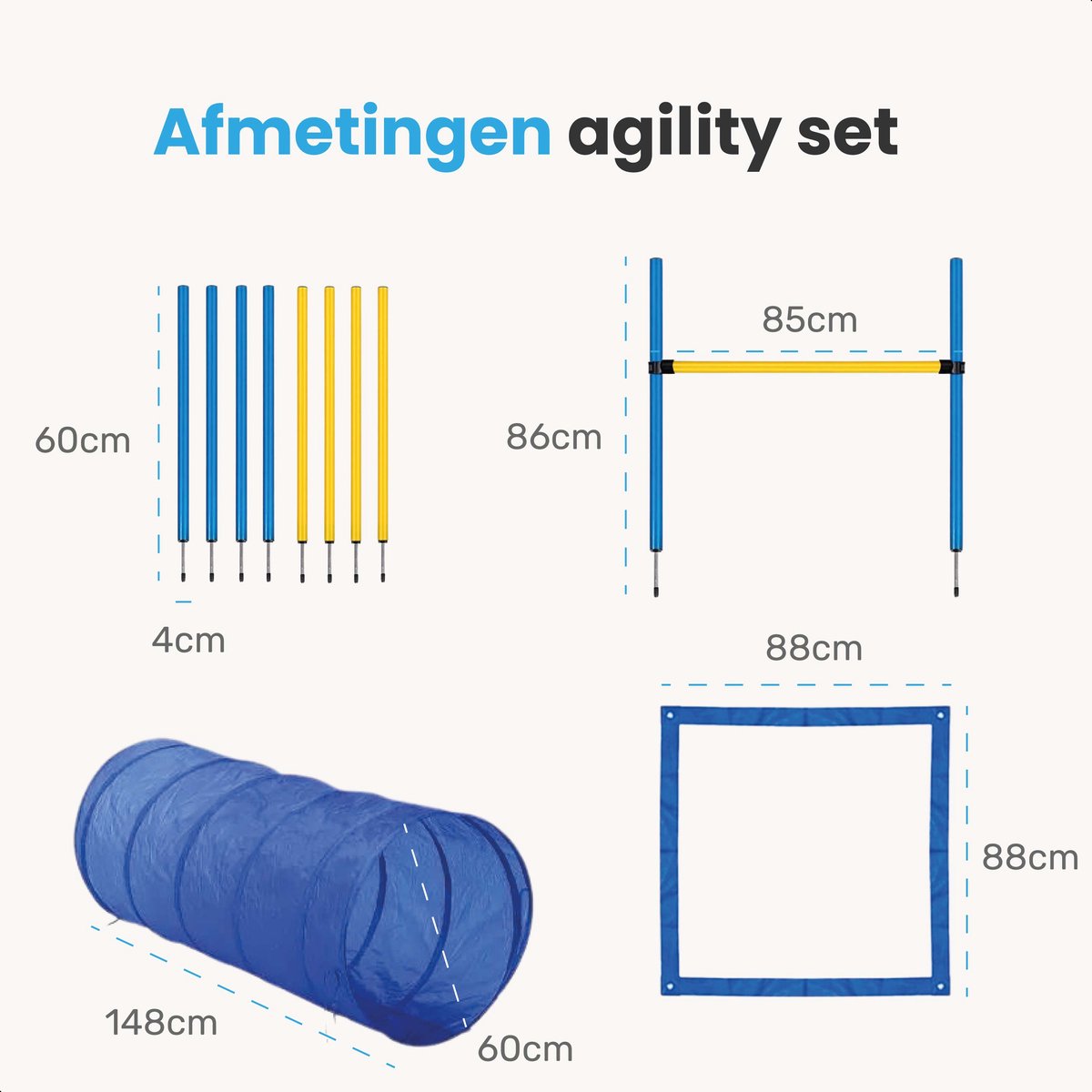 Agility set voor de hond - 16 delig