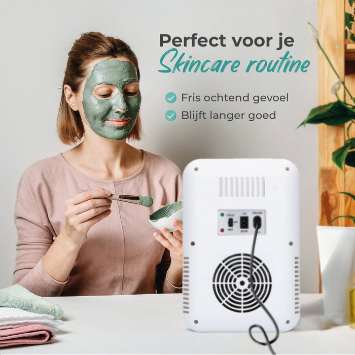 Skincare fridge - 5L - 2°C tot 40°C - Incl. Jade roller - Led spiegel - Organizer - Koelkast - Beauty - Skincare - Skincare apparaat