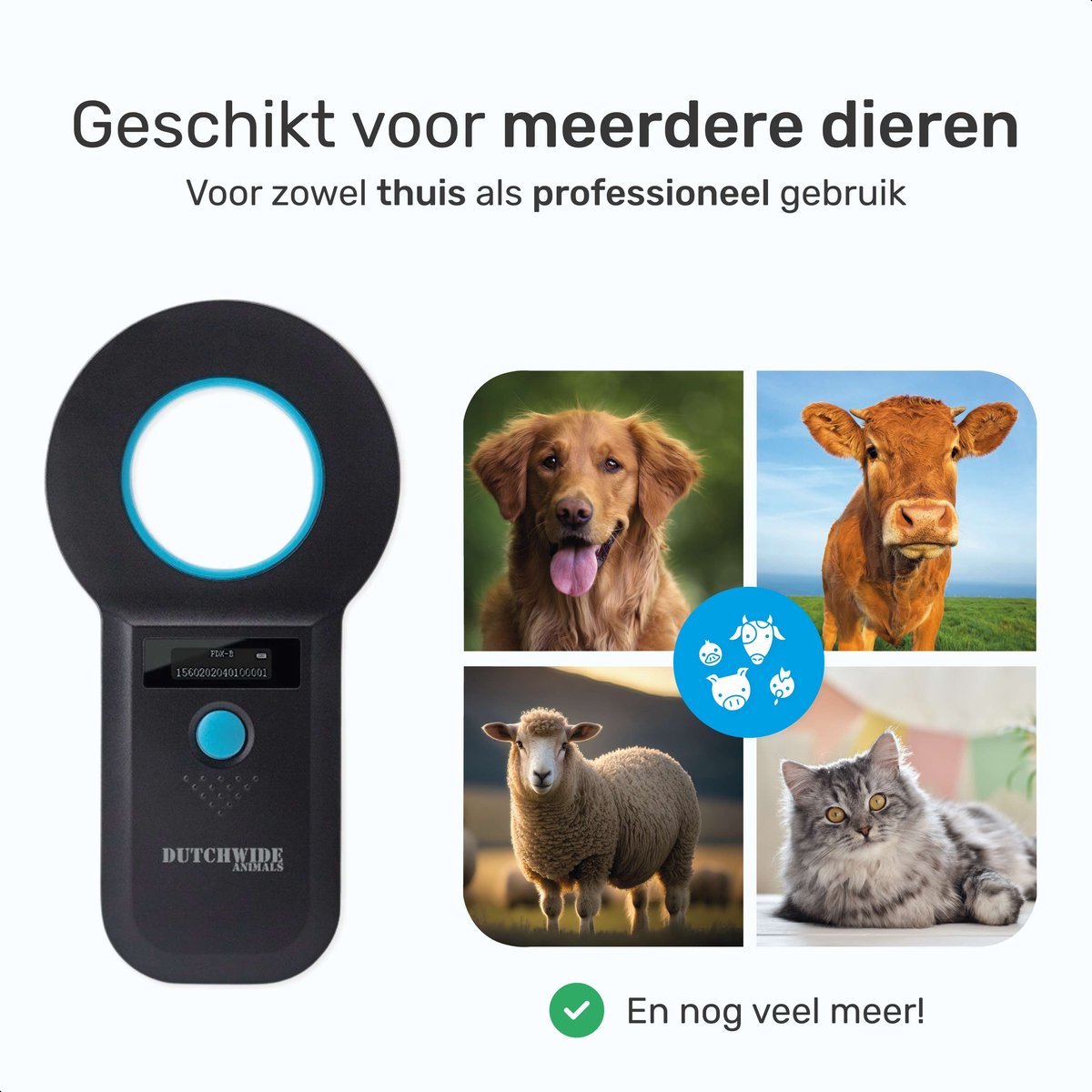 Dutchwide Chipreader Pro - Huisdier - Lezer - Tot 128 tags - ISO11784/85 - EMID - FDXB