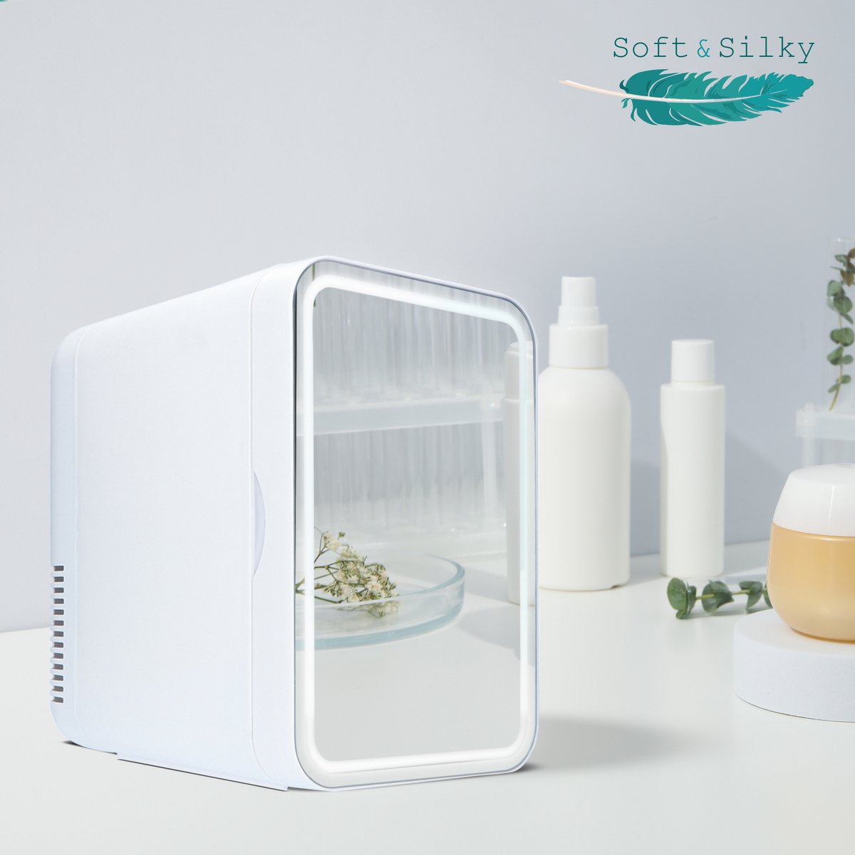 Soft & Silky Skincare fridge met Led spiegel - mini Koelkast