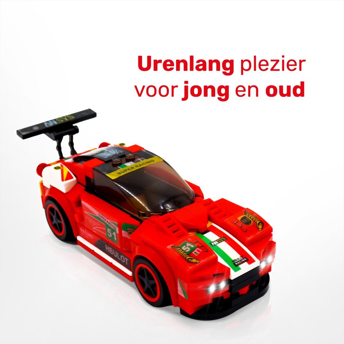 Luke - Race auto - Rood - 164 bricks - Bouwstenen