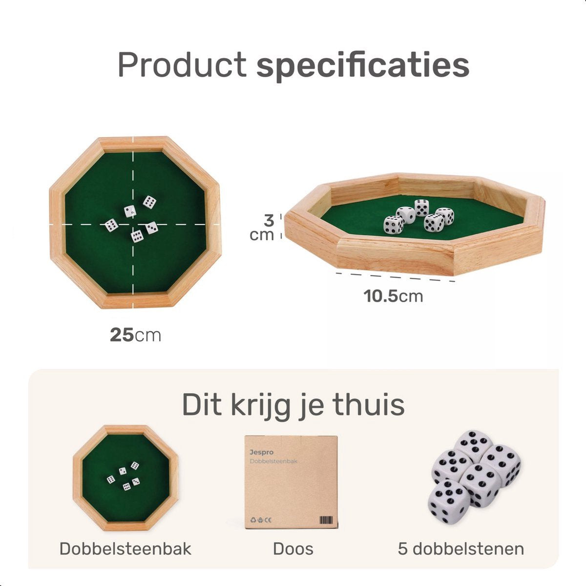 Jespro Dobbelsteen bak - Incl 5 dobbelstenen