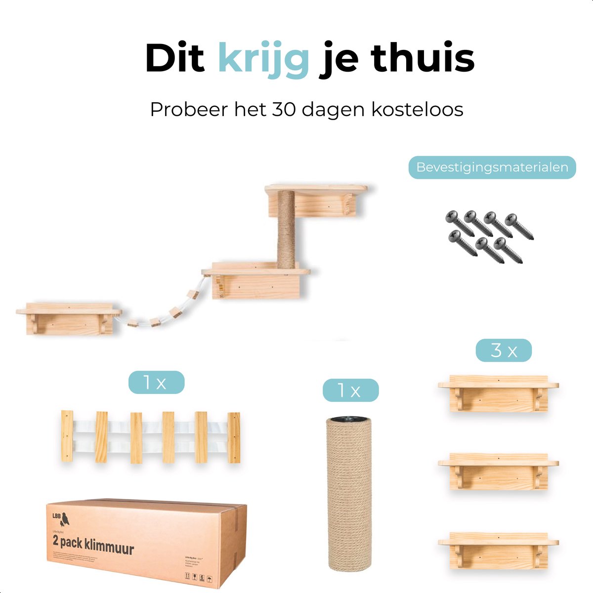 Katten klimmuur - Ladder en krabpaal