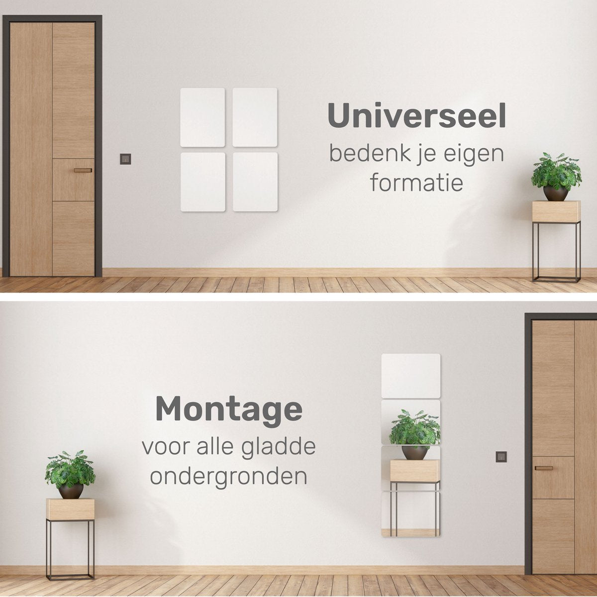 XL Plakspiegel - 4 stuks - Rechthoek - Zelfklevende