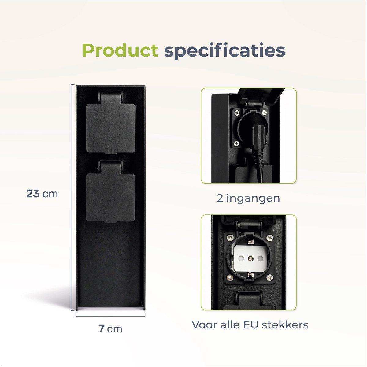 Luft Tuinstopcontact - Op zuil met zijaarding - 2 Stopcontacten - Tuinpaal - Buiten - Waterdicht - Paal - Doos - Contact - IP44 - Mat zwart - Doos - Met - Stopcontact